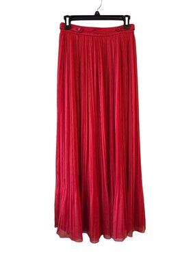 McGinn Crimson Deep Pink Pleated Maxi Skirt With Back Zipper Size 2 Korea